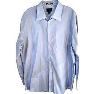 Haggar Men's 17.5 34 35  Shirt Dress Button Down Light Blue Top Size Large